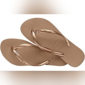 Havaianas Brazilian Flip Flops Crystal Rose Gold Womens *Original* Sandals